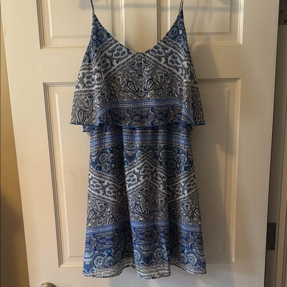 Gianni Bini Blue Tiered Sundress with Spaghetti Straps